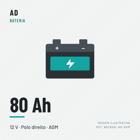 BATERIA 12V80 AH- DIREITA-BAIXA (AD) AGM (58090AGM)